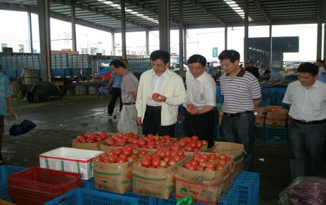 2011年6月黄冈市委常委、市当局常务副市长蒋唯民一行光临蔬菜市场视察菜篮子供给工作